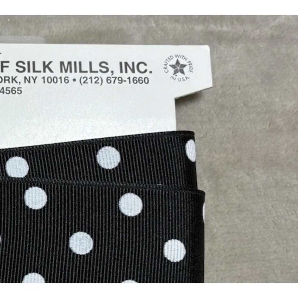 Lawrence Schiff‎ Silk Mills Ribbon Black White Polka Dot 1.5